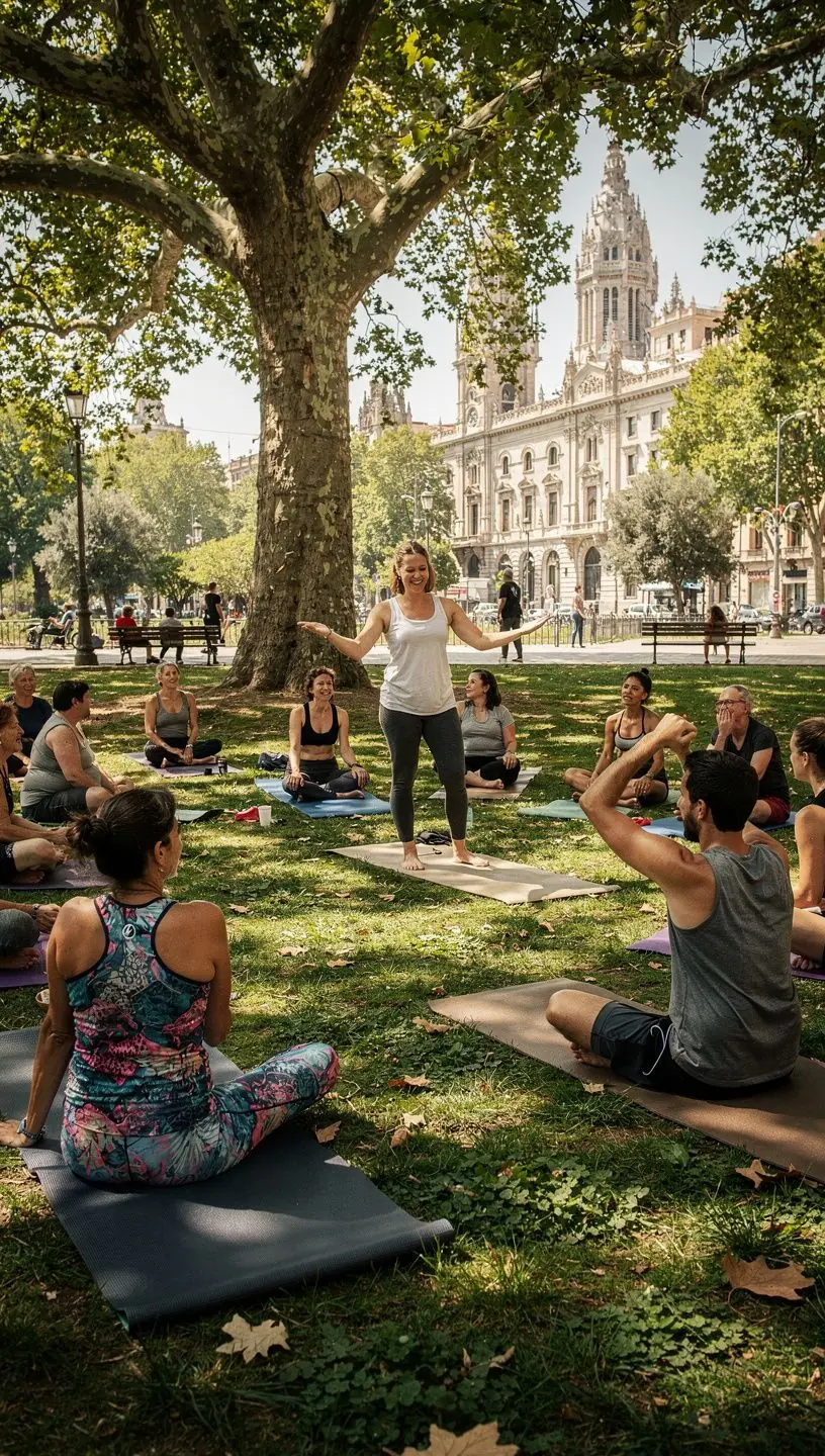 Un instructor guiando a los participantes en estiramientos para aliviar la rigidez articular.